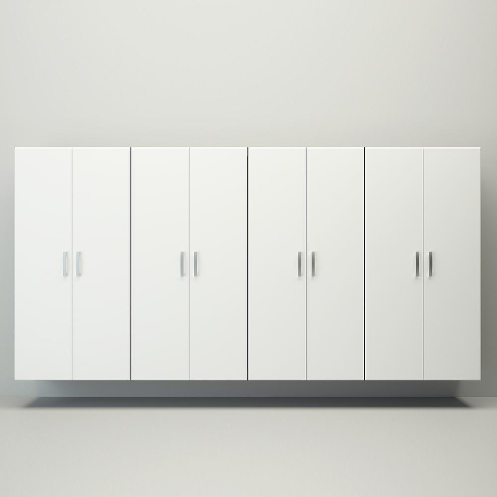 6 Piece Slatwall Panel; Jumbo Cabinet Storage Set - Silver Slate Wall /  White Cabinets