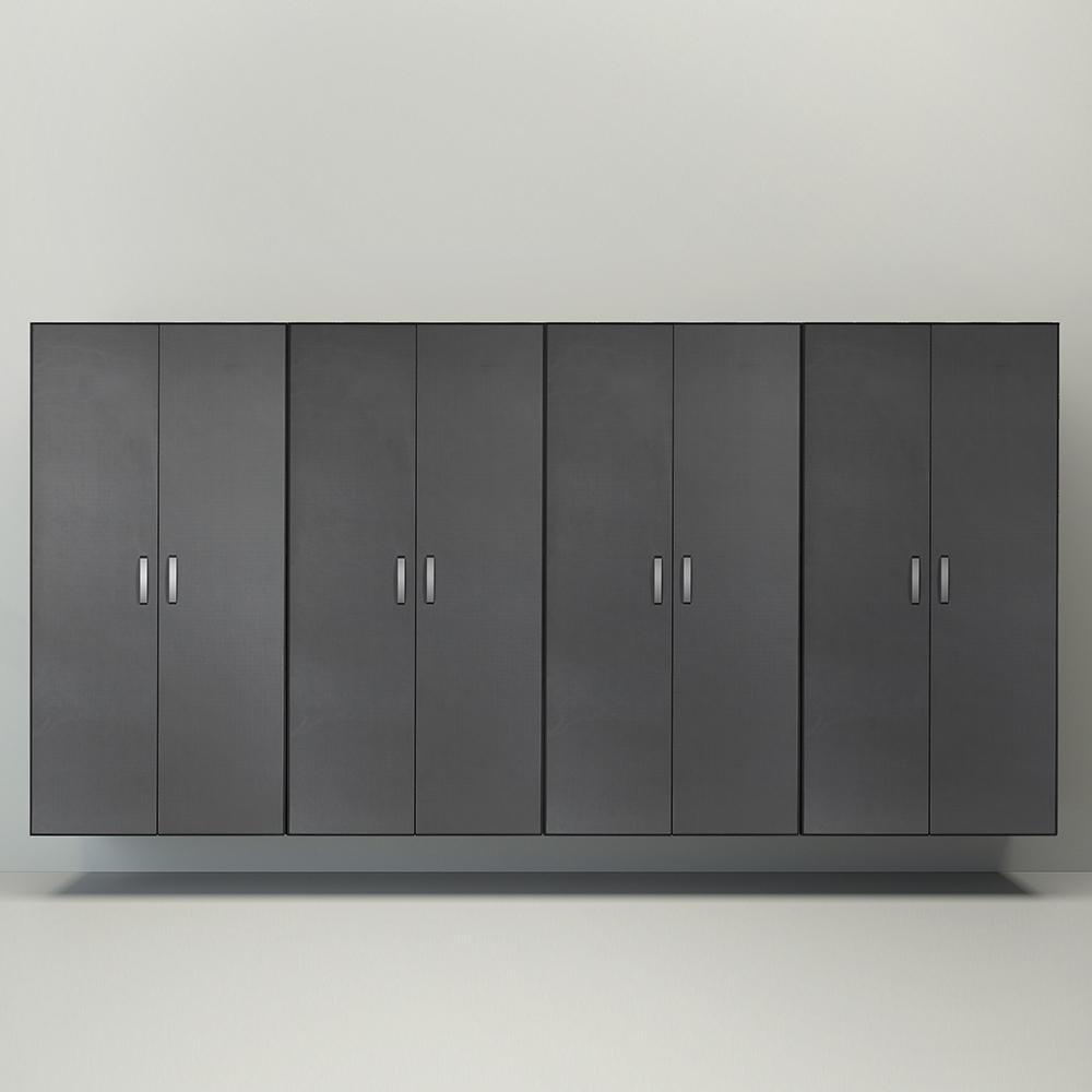 6 Piece Slatwall Panel & Jumbo Cabinet Storage Set - White Slatwall / Graphite Carbon Cabinets