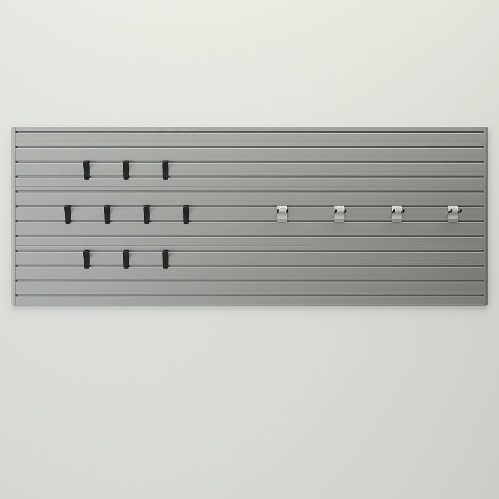 15 Piece Slatwall Panel & Hook Storage Set - Silver Slatwall