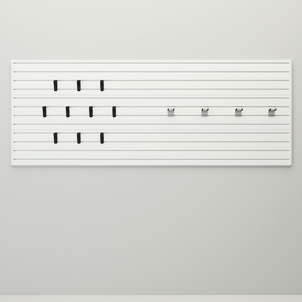 15 Piece Slatwall Panel & Hook Storage Set - White Slatwall