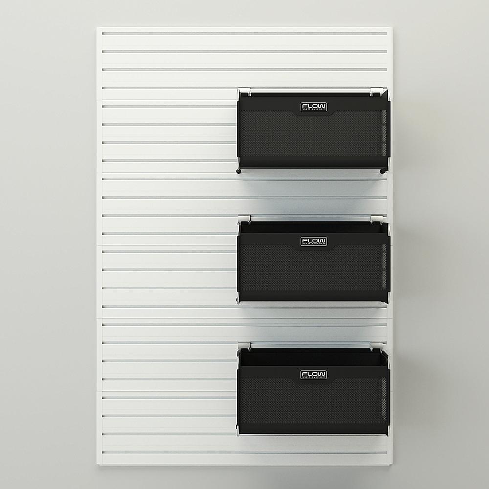 4 Piece Slatwall Panel & Soft Bin Storage Set - White Slatwall